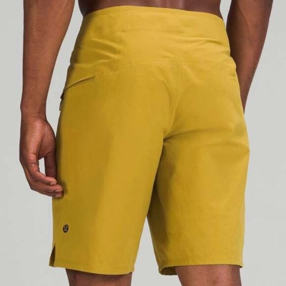 Lululemon Current State Board Short Swim Trunks Front Tie Mustard Yellow Size 38 - Picture 2 of 12